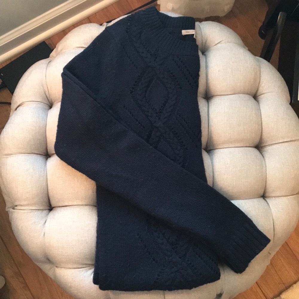 GAP Navy Blue Argyle Crew Neck Sweater Preppy Cozy XS